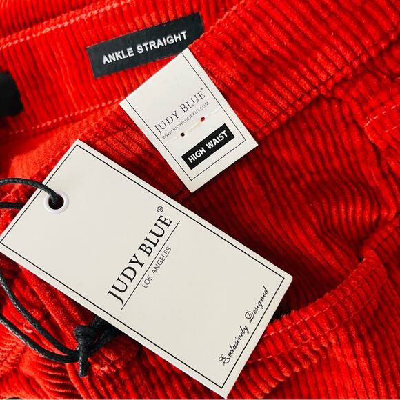 NWT Judy Blue orange rust high waist ankle straight leg corduroy pants 32 - Picture 9 of 9